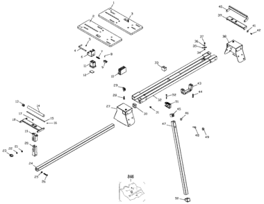 Default Diagram and Parts List for BDWS100 Type 1 Black and Decker Miter Saw